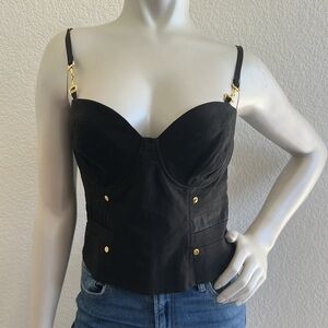 Bebe 90’s Vintage Triple Band High Waist Bustier Corset Top Black